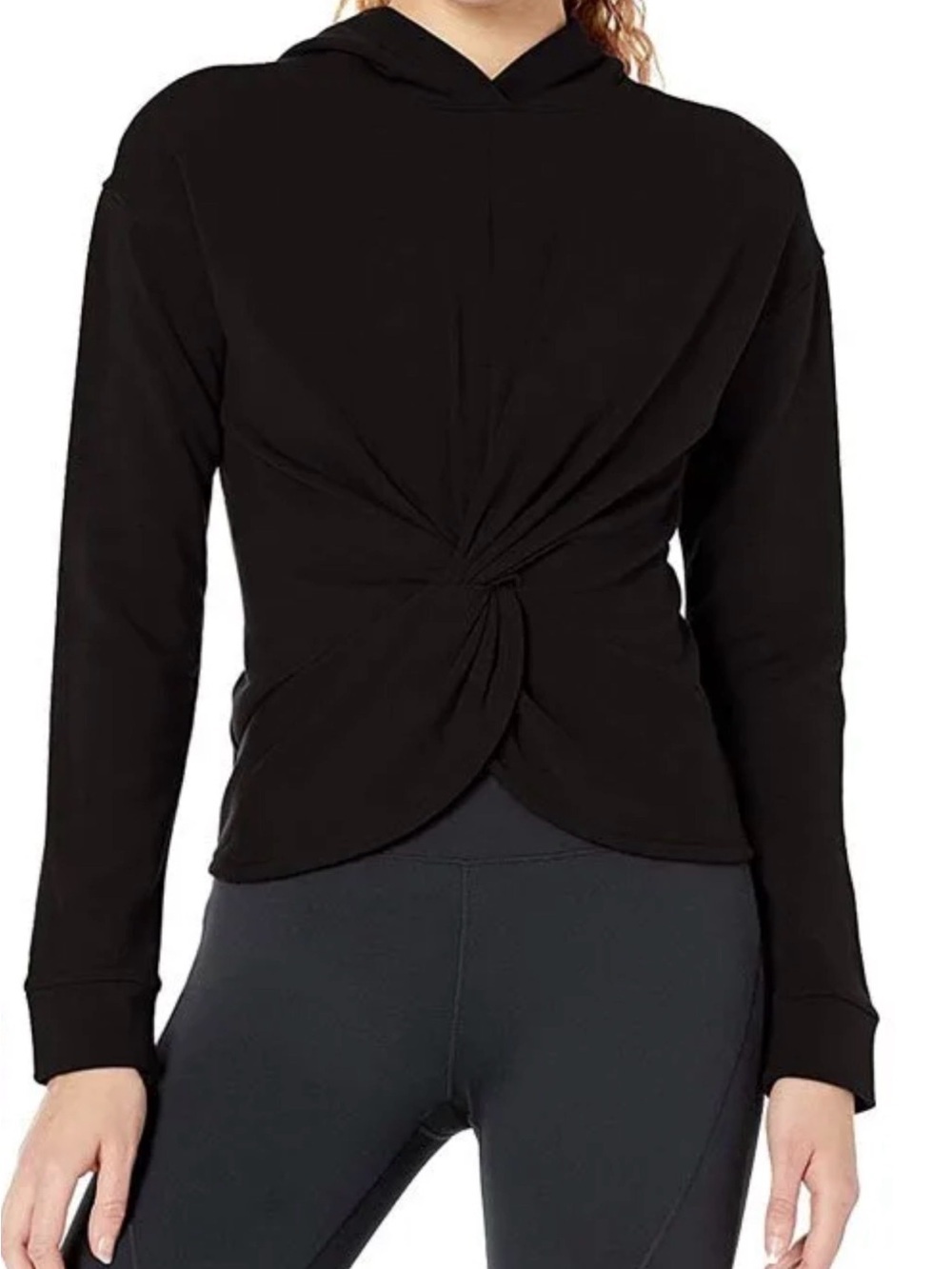 🔥 Core 10 Cloud Soft Fleece Twist Front Cropped Hoodie Black Women’s Medium M 🔥